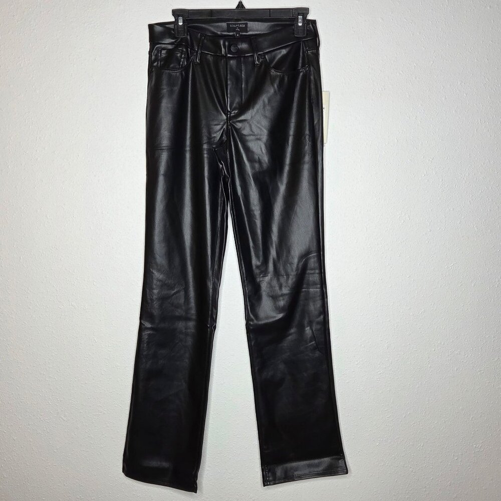 NYDJ Black Faux Leather Straight Leg Jeans